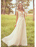 Cap Sleeve Beaded Ivory Lace Chiffon Wedding Dress